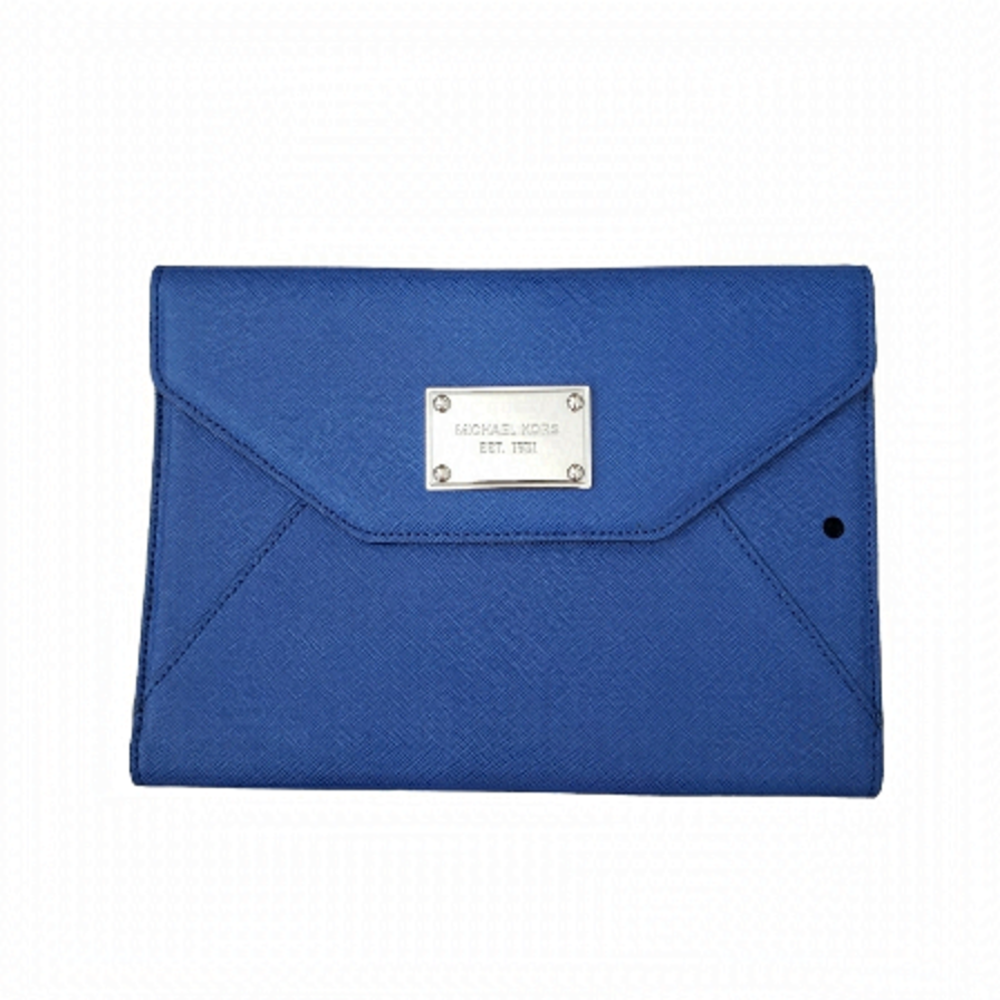 Michael Kors Blue Saffiano Leather Ipad Mini Stand Case Clutch